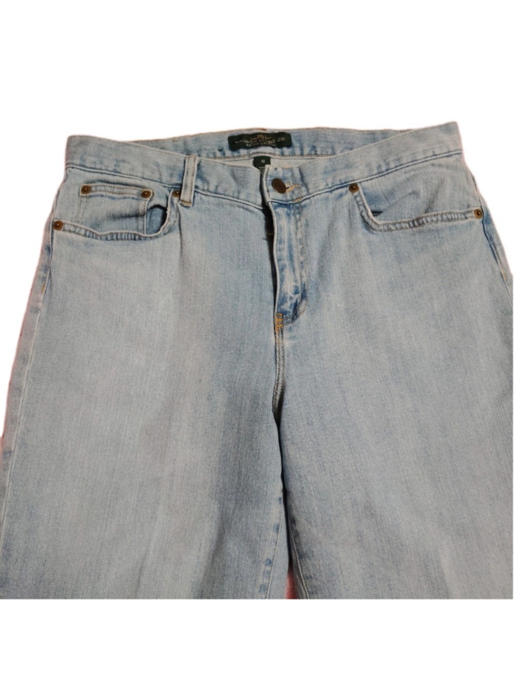 Lauren Ralph Lauren Women's Jeans Sz 10 Light Wash Straight Crop mom style - Picture 2 of 14